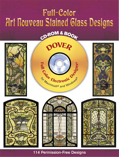 обложка книги Full-Color Art Nouveau Stained Glass Designs CD-ROM and Book книга Full-Color Art Nouveau Stained Glass Designs CD-ROM and Book, автор: Arnold Lyongrun (Illustrator)